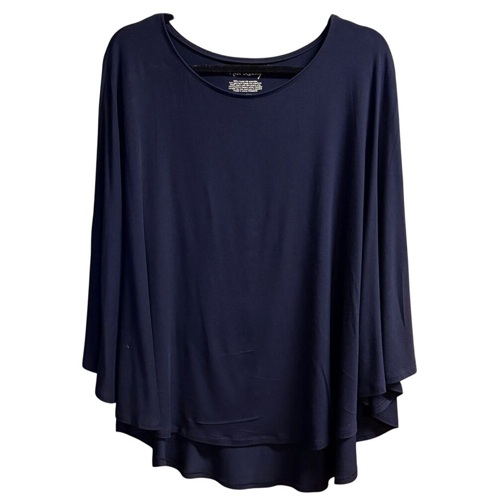 Kate Landry Navy Cape One Size Hi Low Round Neck w/ Arm Opening